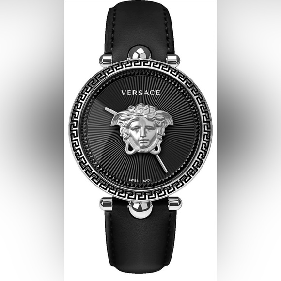 Versace Accessories Versace Palazzo Empire Leather Strap Watch 39mm